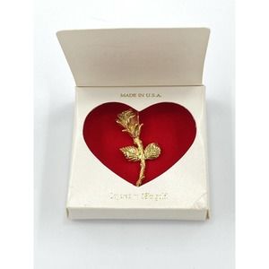 Vintage Especially for You PIN Brooch w/ Stone Layered in 18K Gold Rose Stem
